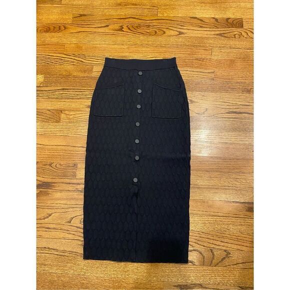 Jonathan simkhai black honeycomb stretch knit midi skirt - Picture 2 of 4